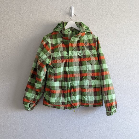 Burton Jackets & Blazers - Burton Women's Size Large Green and Orange Plaid Avenue Snowboarding Jacket